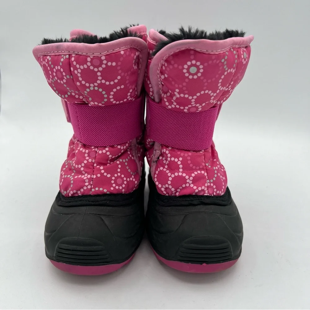 Kamik Snowbug Pink Black Winter Fur Lined Snow Boots Toddler Girls Sz 5 EUC